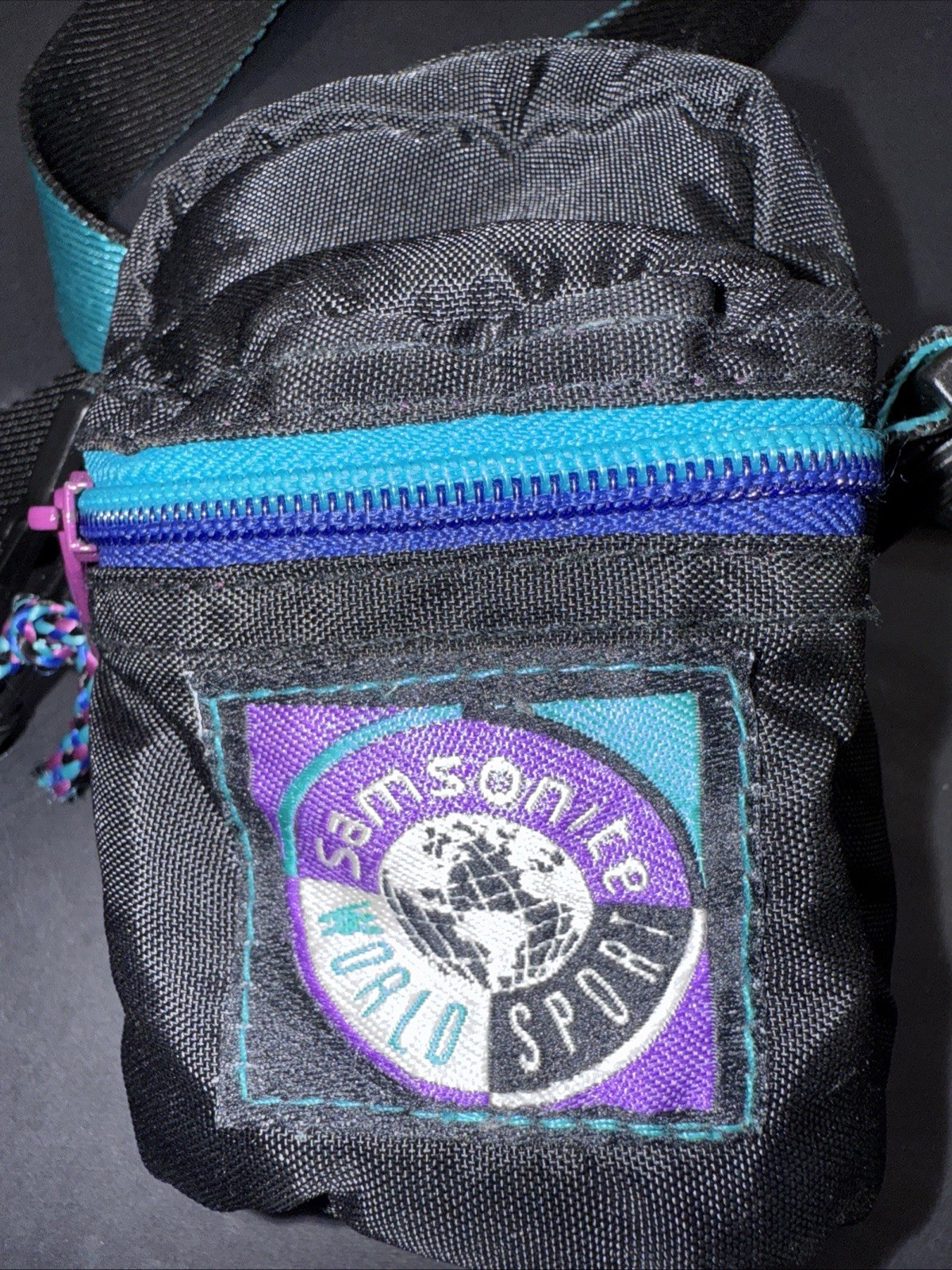 Vintage Samsonite World Sport Camera Bag & Fanny Pack Waist Bag 90s Purple Teal