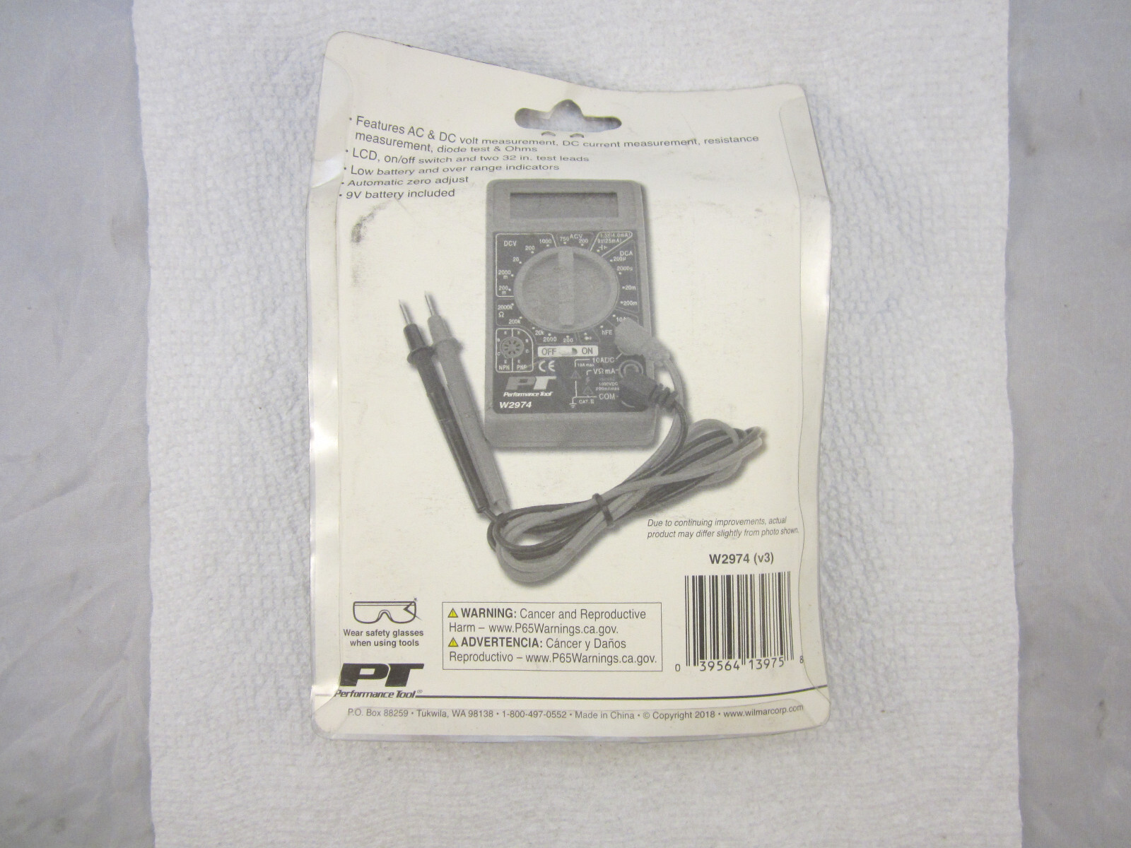 Performance Tool W2974 Digital Multi Tester New