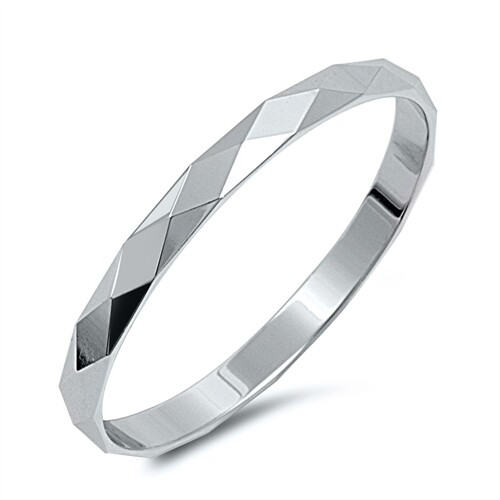 Sterling Silver 2 MM Diamond Cut Stackable Band Ring - Free Gift Packaging
