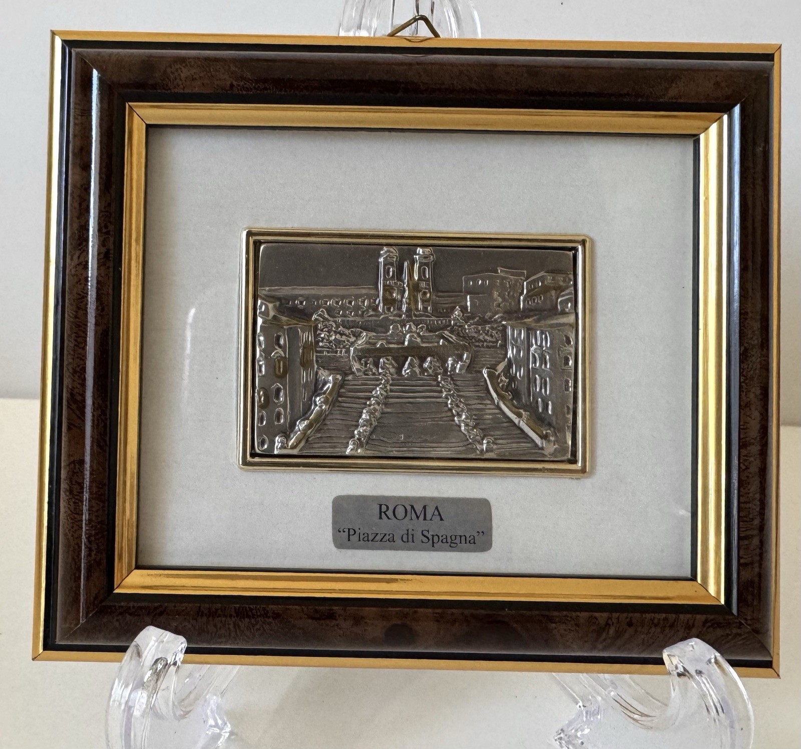 Sterling Silver Framed Art of Piazza di Spagna (Spanish Square) in Rome
