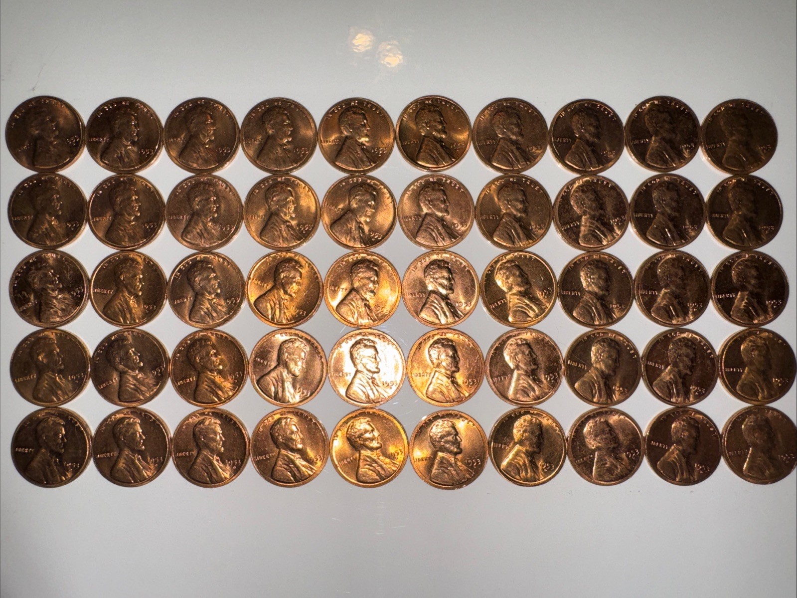 Red Bu 1953-D Lincoln Wheat Cent Roll 50 Coins