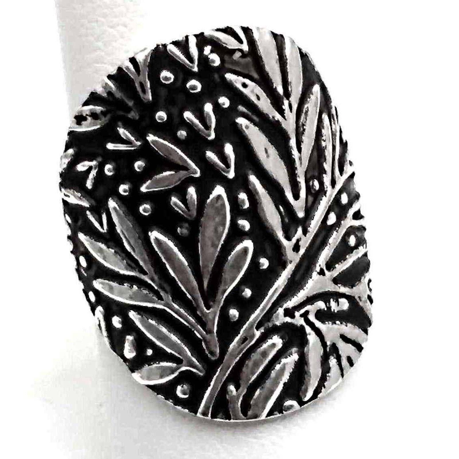 Bamboo Leaf Silver Artisan Statement Ring 9