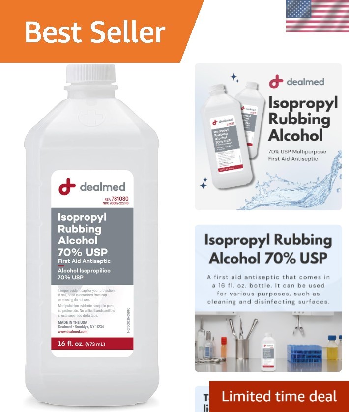 16 fl. oz Isopropyl Rubbing Alcohol 70% – Essential Antiseptic & Disinfectant
