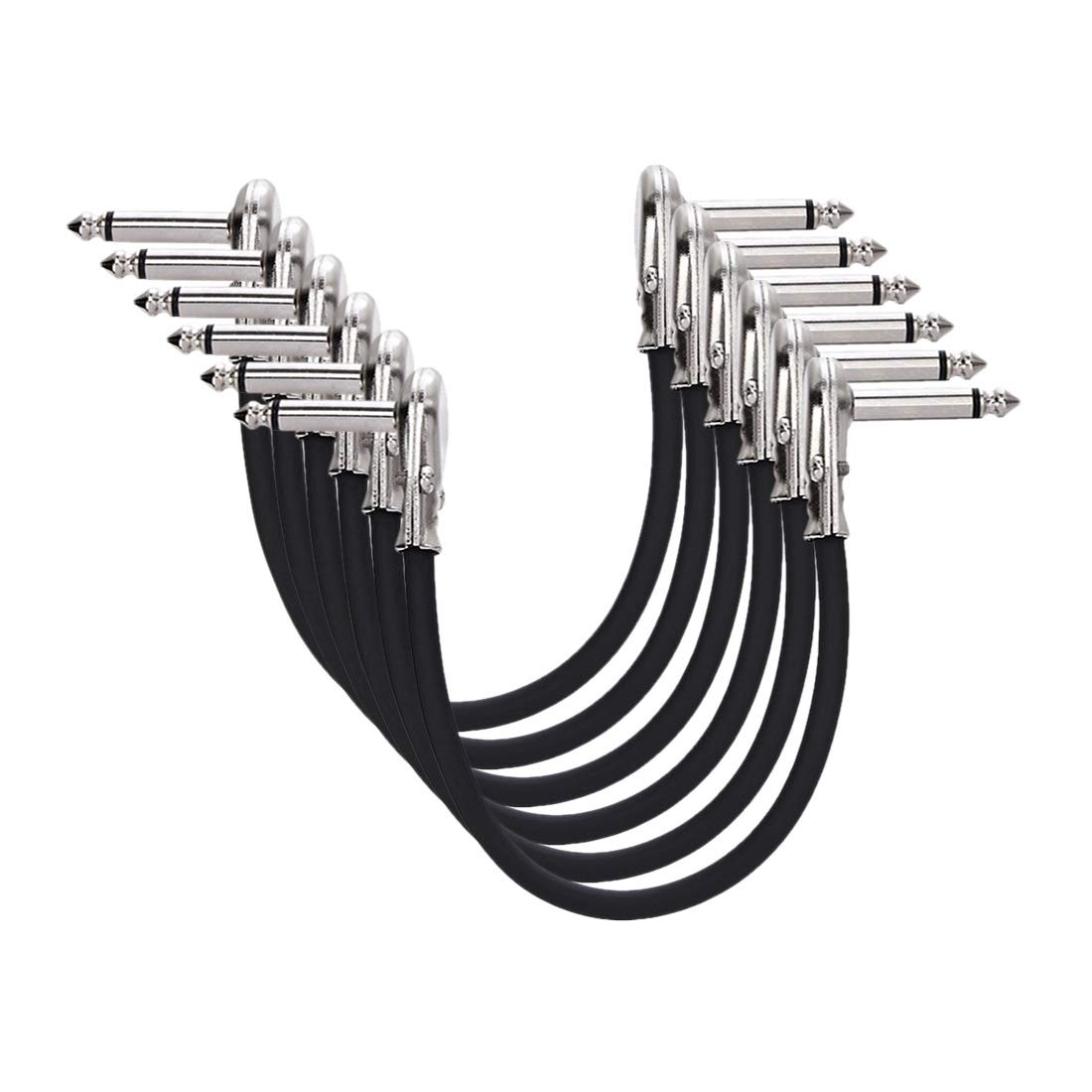Amazon Basics 1/4 Inch Right-Angle Guitar Patch Cable for Pedal 6 in, Black