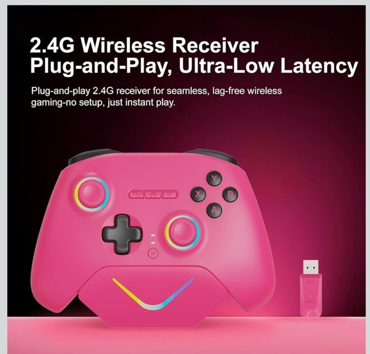 Playnex PN-1133 Wireless Game Controller Pink – 3-Mode PC/Switch/ios