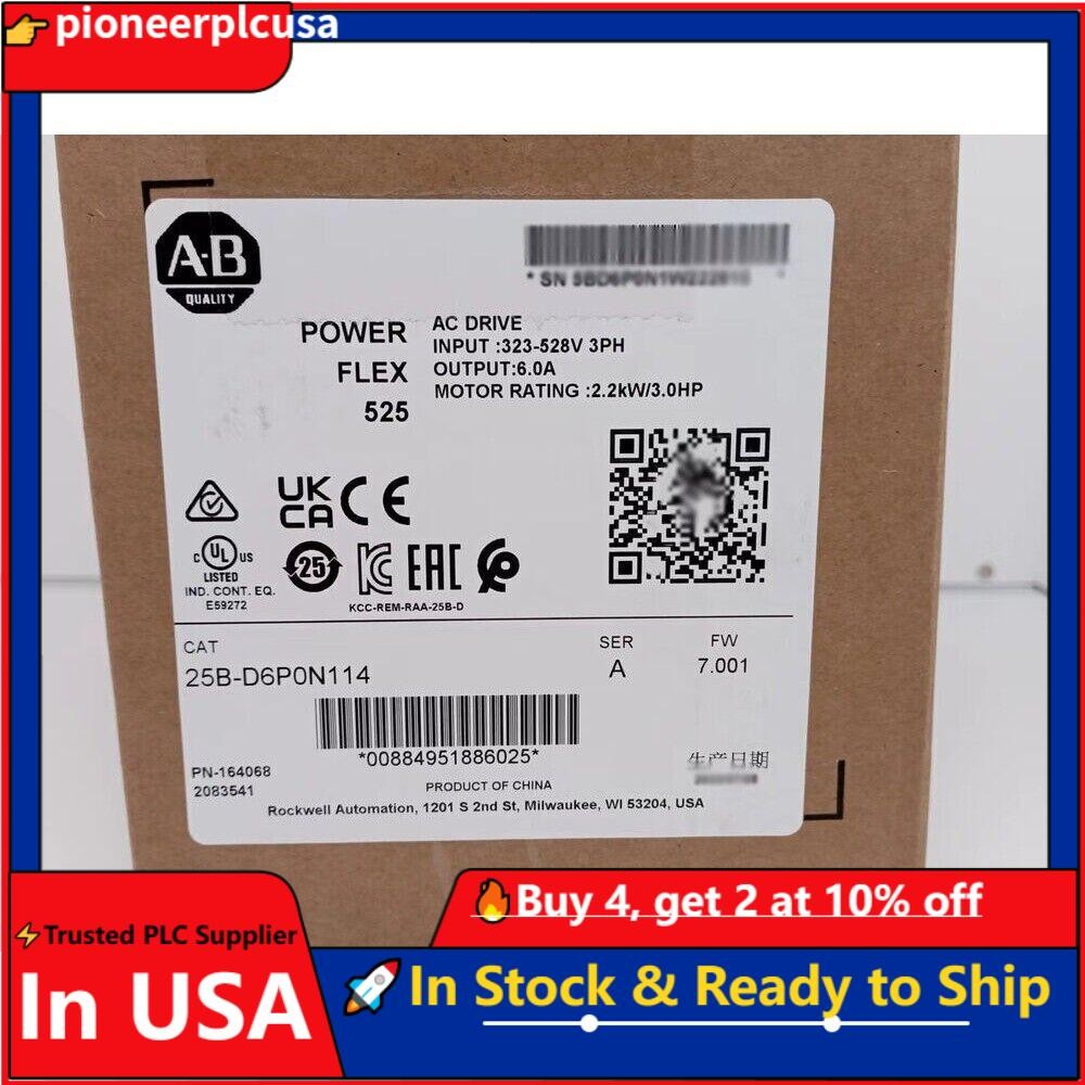 New Factory Sealed AB25B-D6P0N114 PowerFlex 525 AC Drive 25BD6P0N114 USA！