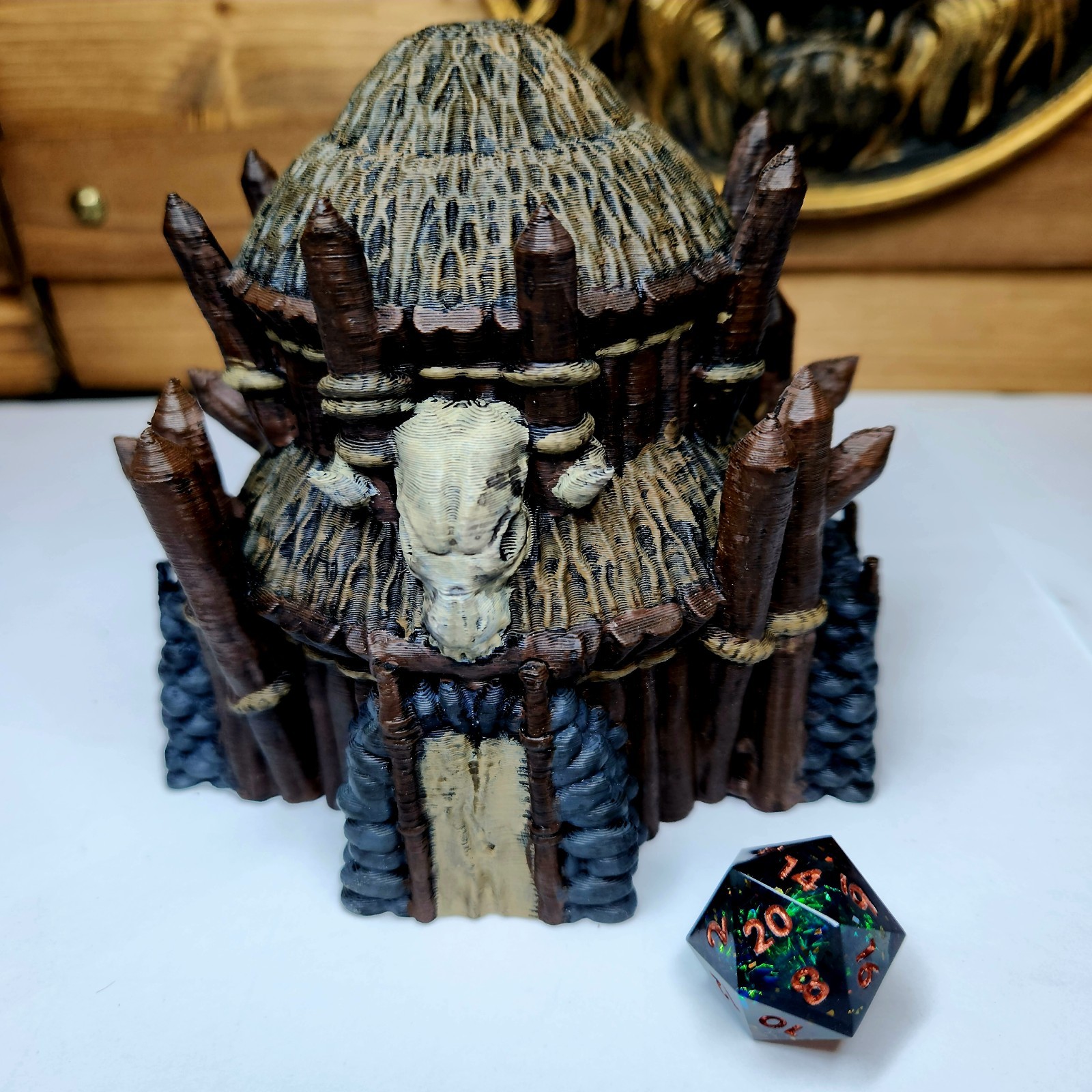 Tribal Chieftain Hut – Hand Painted DND Terrain – 5"x4"x4.5" – Gently Used