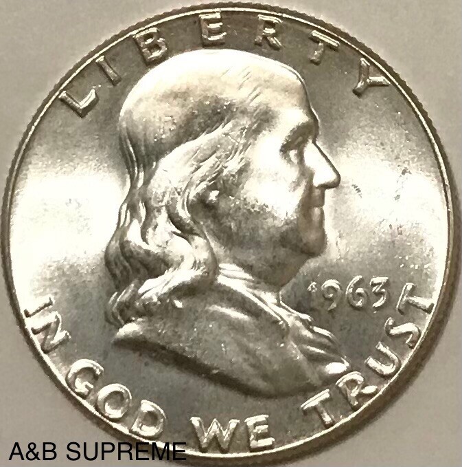 1963 D Franklin Half Dollar From OBW Roll Estate Hoard Ch-Gem Bu Unc. 90% Silver