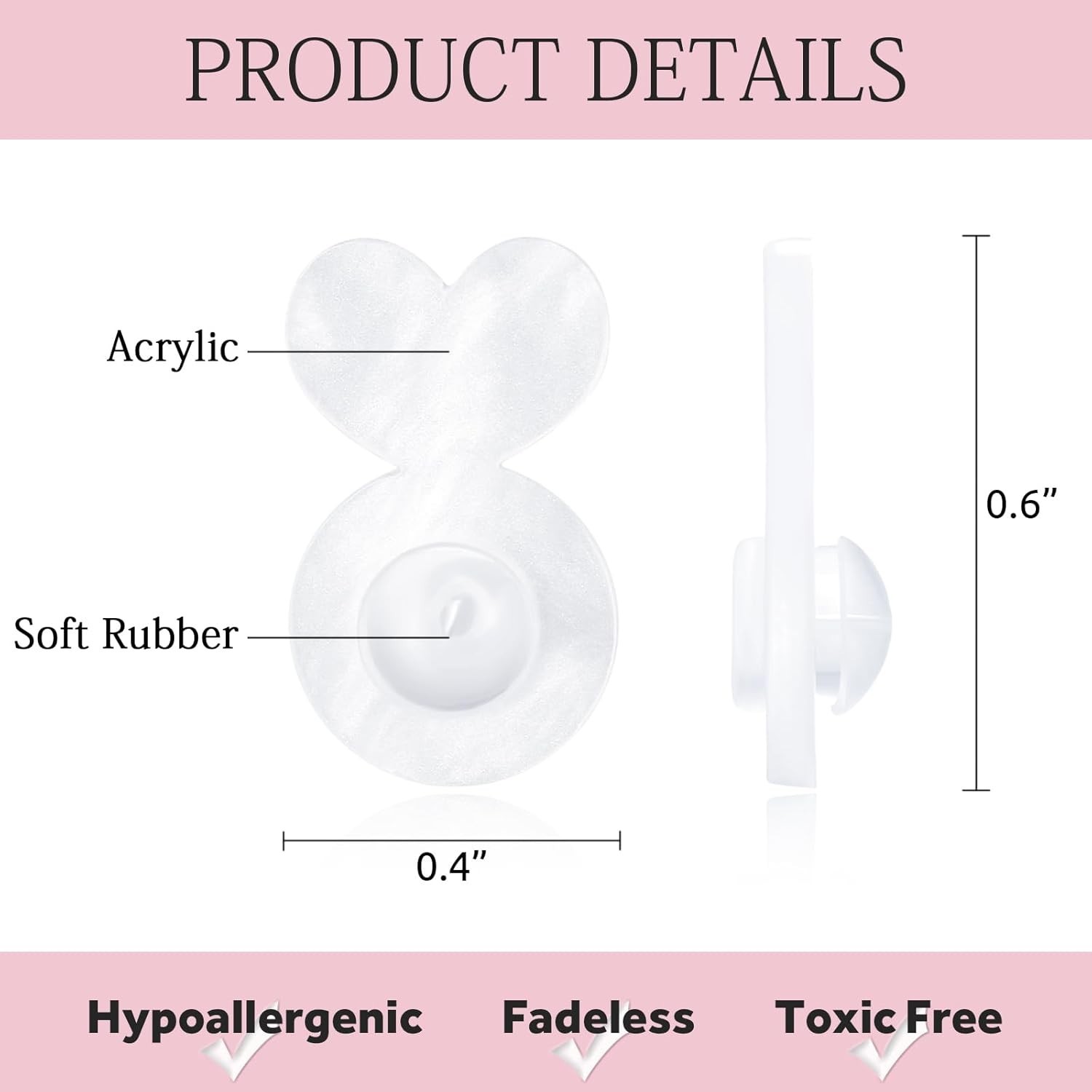 Clear Silicone Earring Backs for Heavy Earring Support Backs, (32PCS - Love)