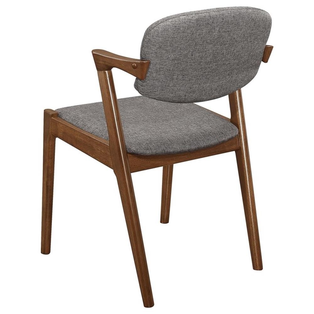 Maklaine Mid-Century Open Back Fabric Dining Chairs in Gray Finish