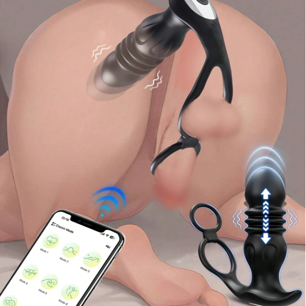 Male Prostate Massager Vibrator Thrusting Anal Butt Plug Dildo Sex Toys for Men