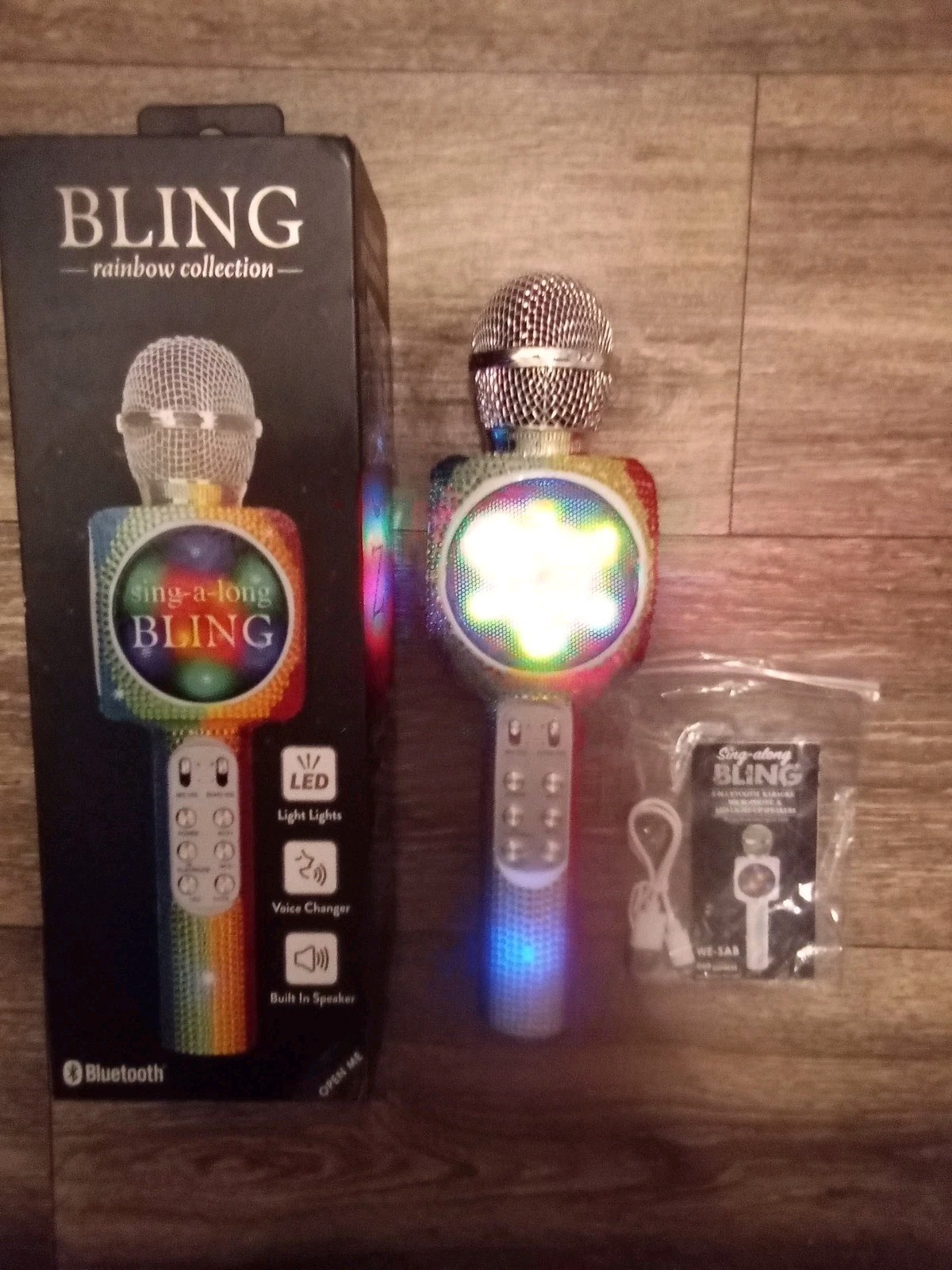 Bling Rainbow Collection Sing Along Bluetooth Wireless LED Microphone Karaoke