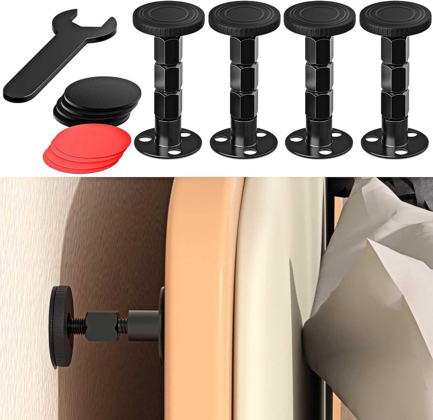4PCS Adjustable Threaded Bed Frame Anti-Shake Tool, Upgraded Headboard Stoppers