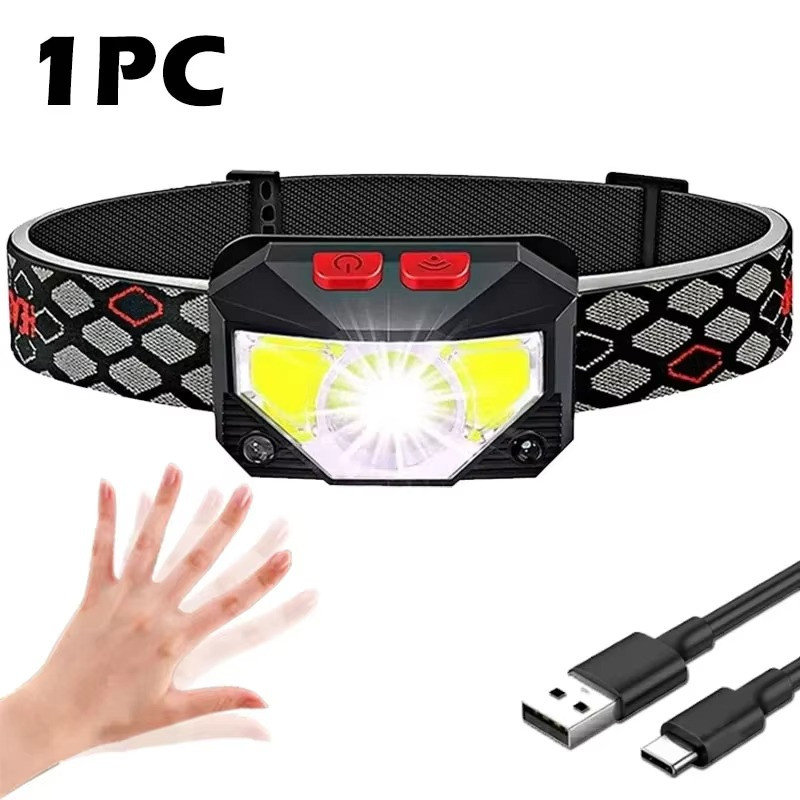 Super Bright 5 LED Zoom Headlamp USB Rechargeable Headlight Head Torch