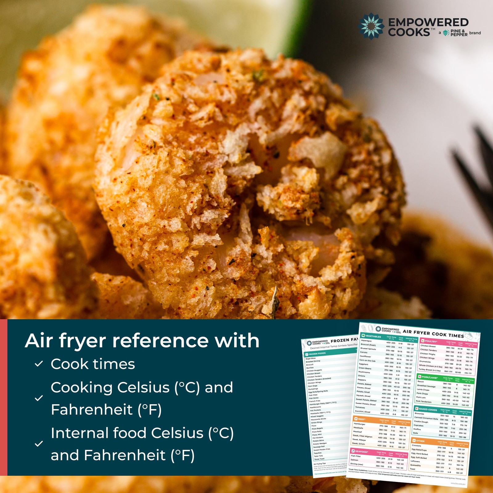 Cathy Yoder's Air Fryer Cheat Sheet Set, Accessories, 8x10", White