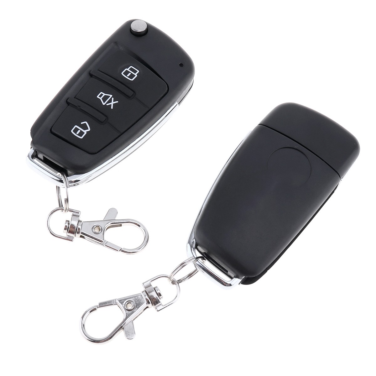 Universal 12V Car Alarm System with Engine Cut-Off, Shock Sensor, 2 Remotes