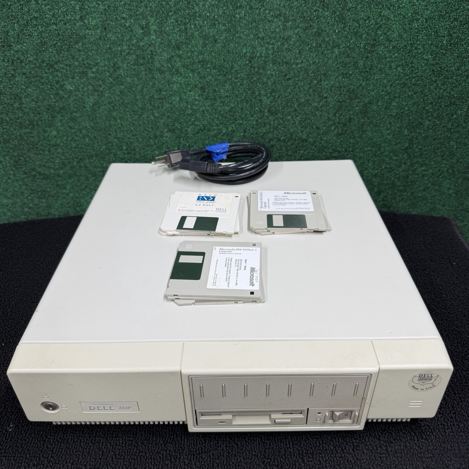 Rare Dell 333p Computer System 1992 w/ DOS 5.0, 6.0 & 6.2 - Powers On