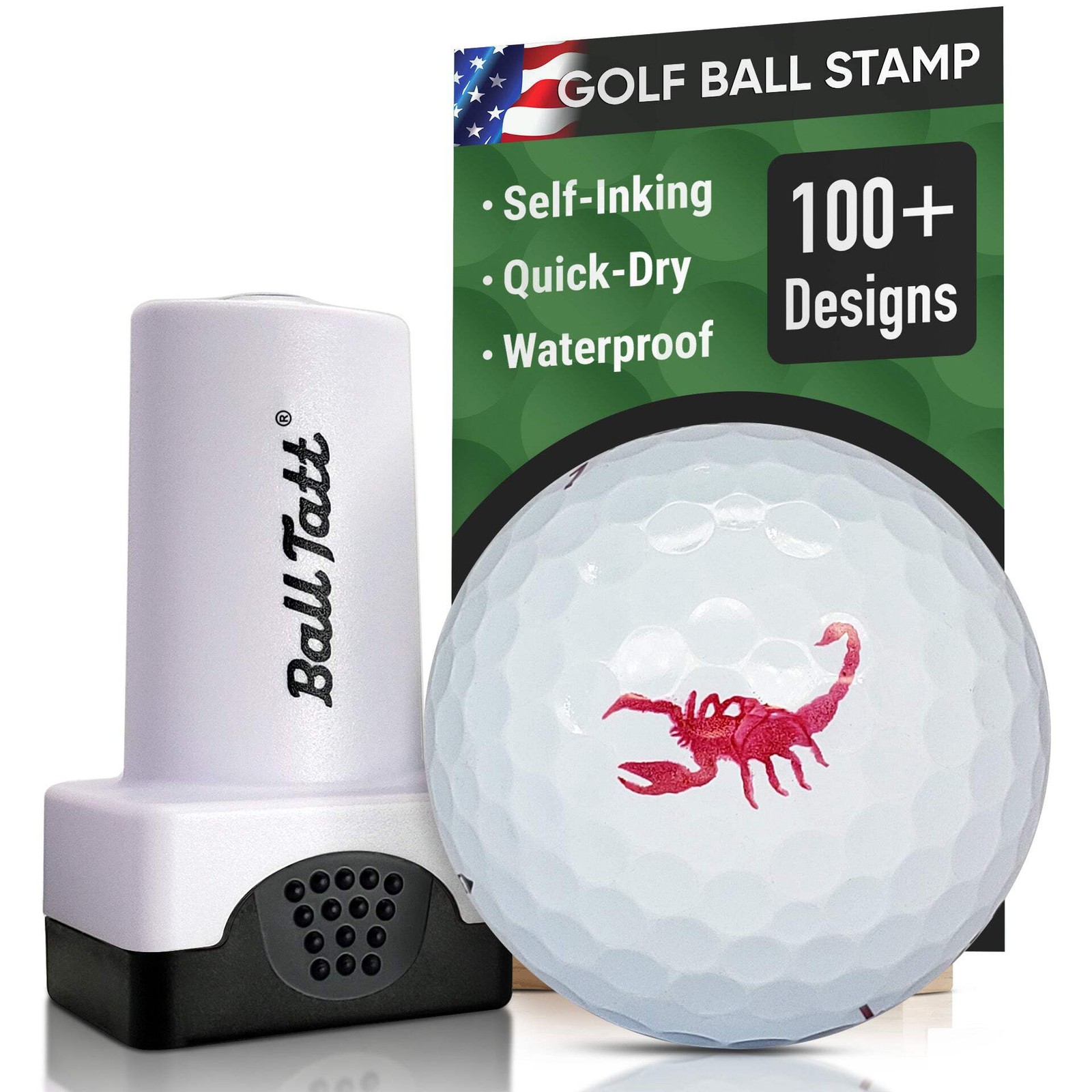 Ball Tatt - Scorpion Golf Ball Stamp Marker Quick-Dry Self-Inking Ball Stamp