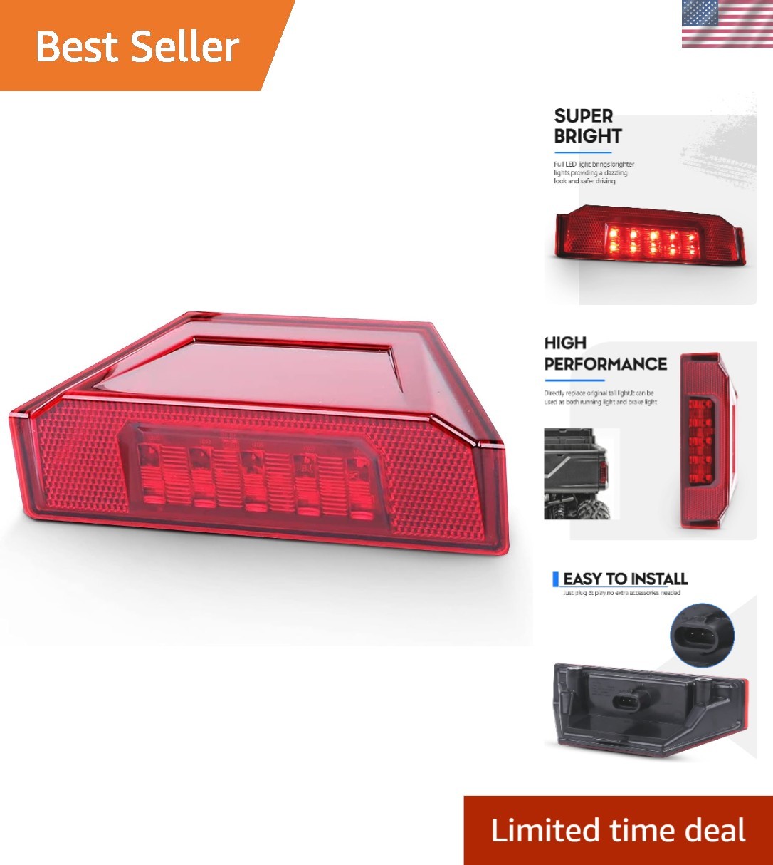High-Quality LED Brake Tail Light for 2015-2019 Polaris Ranger - Easy Install