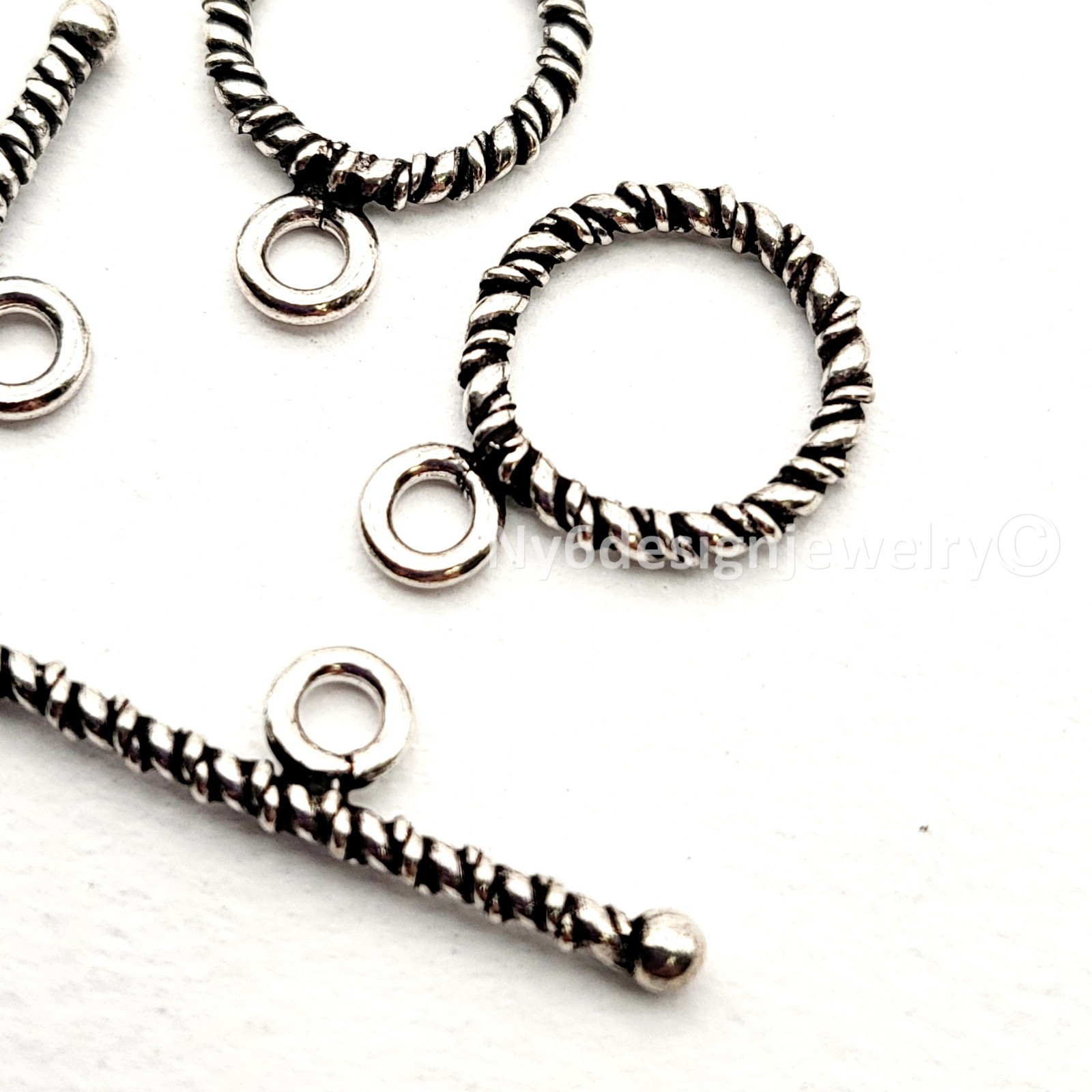 Sterling Silver Double-Twist Toggle Clasp –14.5mm Ring with 24m Bar, .925 Silver