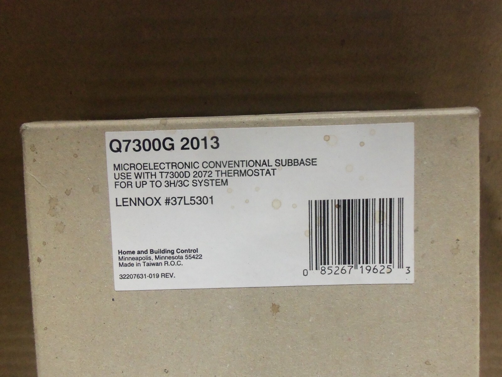 New Lennox Q7300B2013 Microelectronic Conv. Subbase Use w/ T7300D 2072 T-stat AK