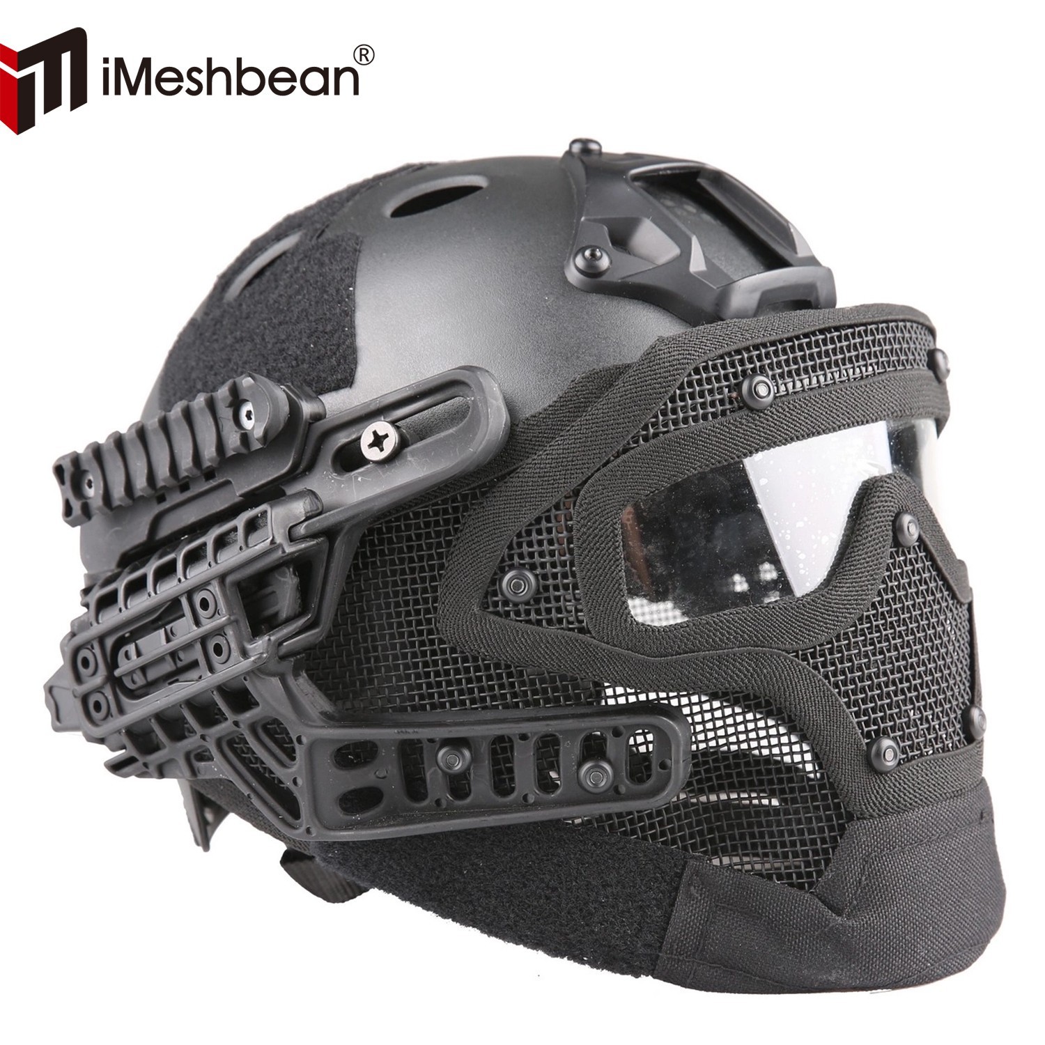 Full Face Hunting Protective Mask Tactical Airsoft Helmet w/ Goggles for CS etc