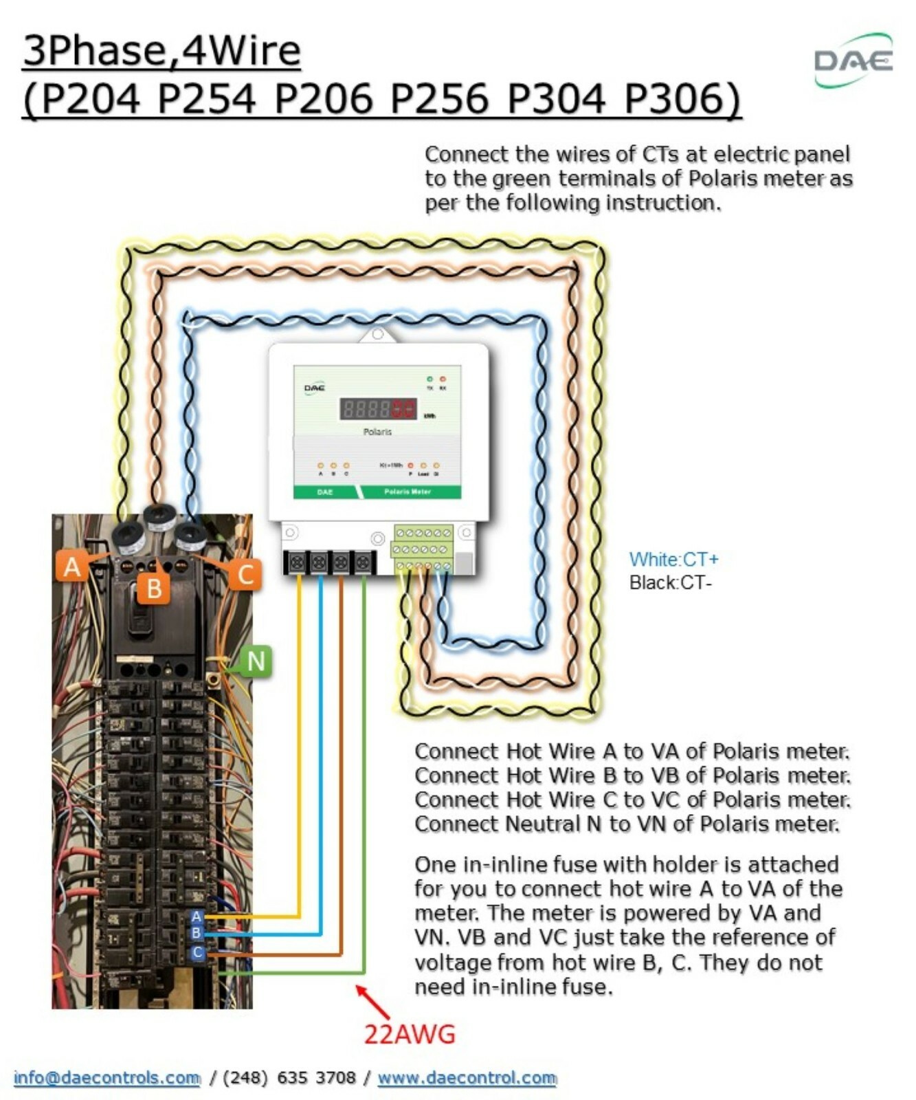 DAE P256-400 KIT,400A,277/480v,RS485,UL kWh Smart Submeter,3P4W,3 Split Core CT