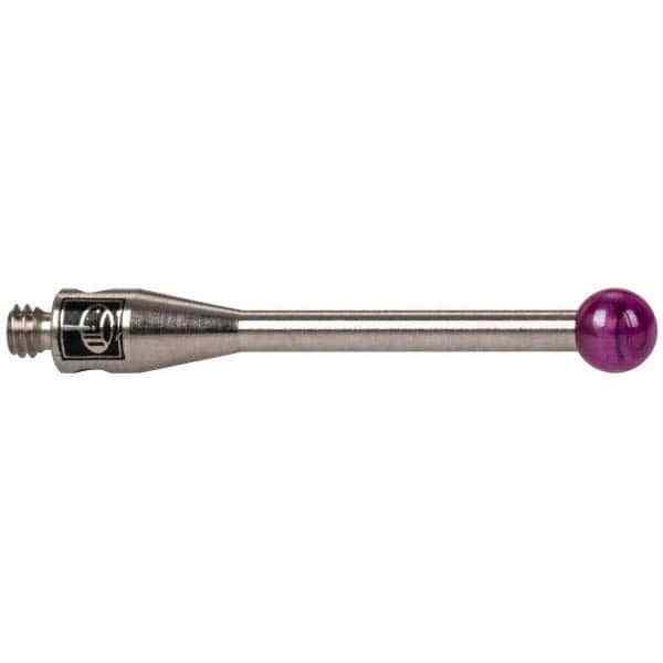 Renishaw Ruby Point CMM Ball Stylus: 0.1181" Ball Diam, M2 Thread, 0.7874" OAL