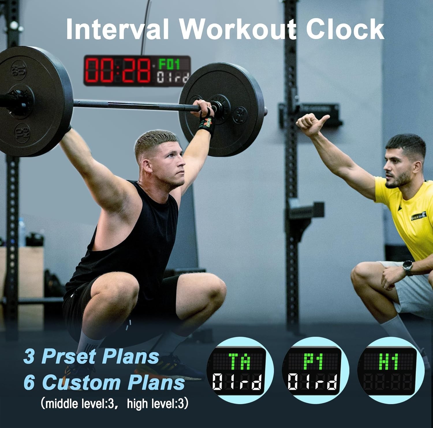 Gym Clock Timer, Workout Clock with Seconds | 5 Display Modes, 4 Alarms | Remote