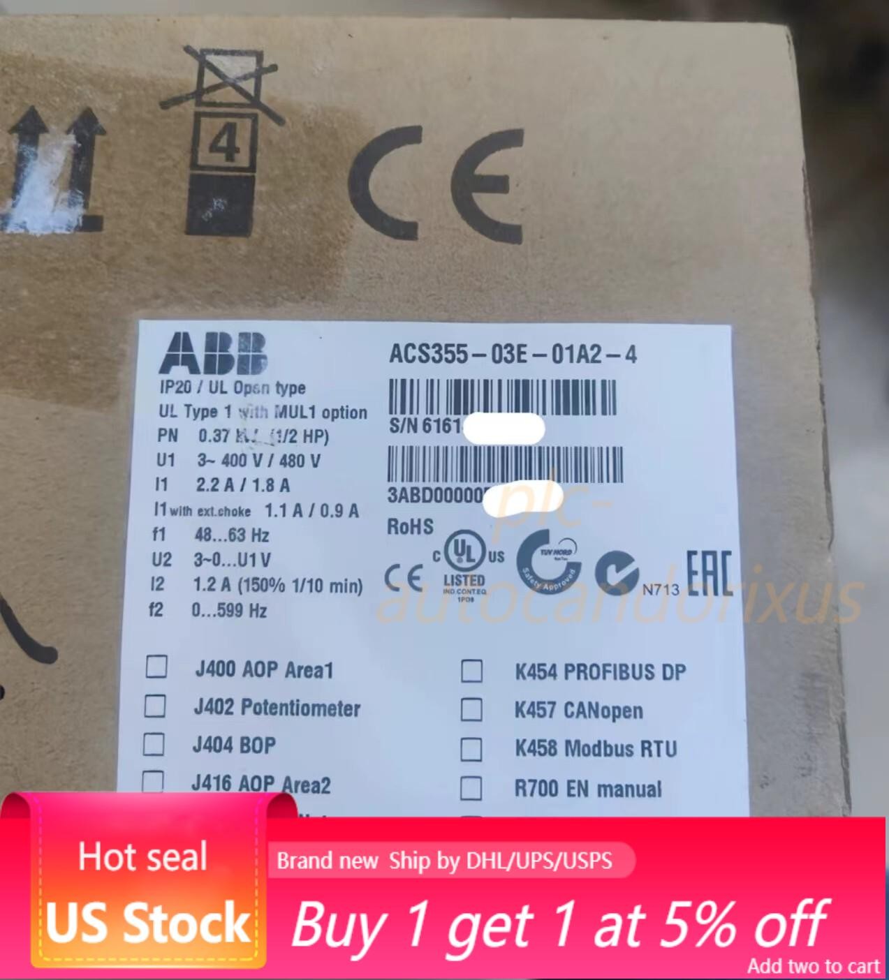 ACS355-03E-01A2-4 brand new ABB frequency converter with box No Keypad