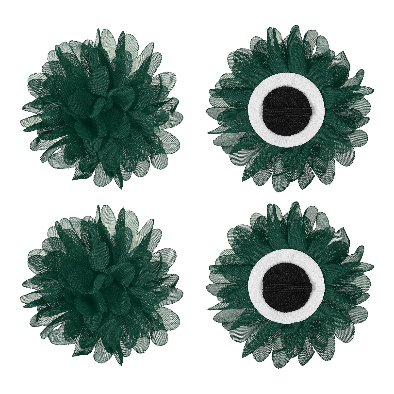 3.9" Dog Collar Flowers for Dogs Dark Green 4Pcs