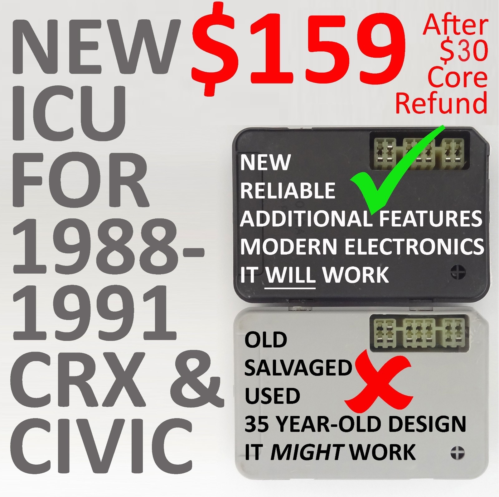 NEW ICU 1988-1991 "EF" Honda Civic & CRX Added Features +++ CHECK THE REVIEWS!!!