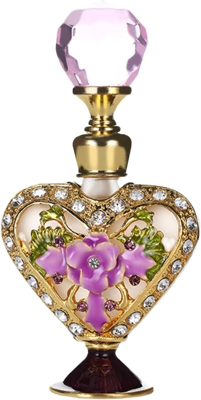 5ML Vintage Heart-Shaped Glass Perfume Bottle Empty Refillable 0.2 Ounces