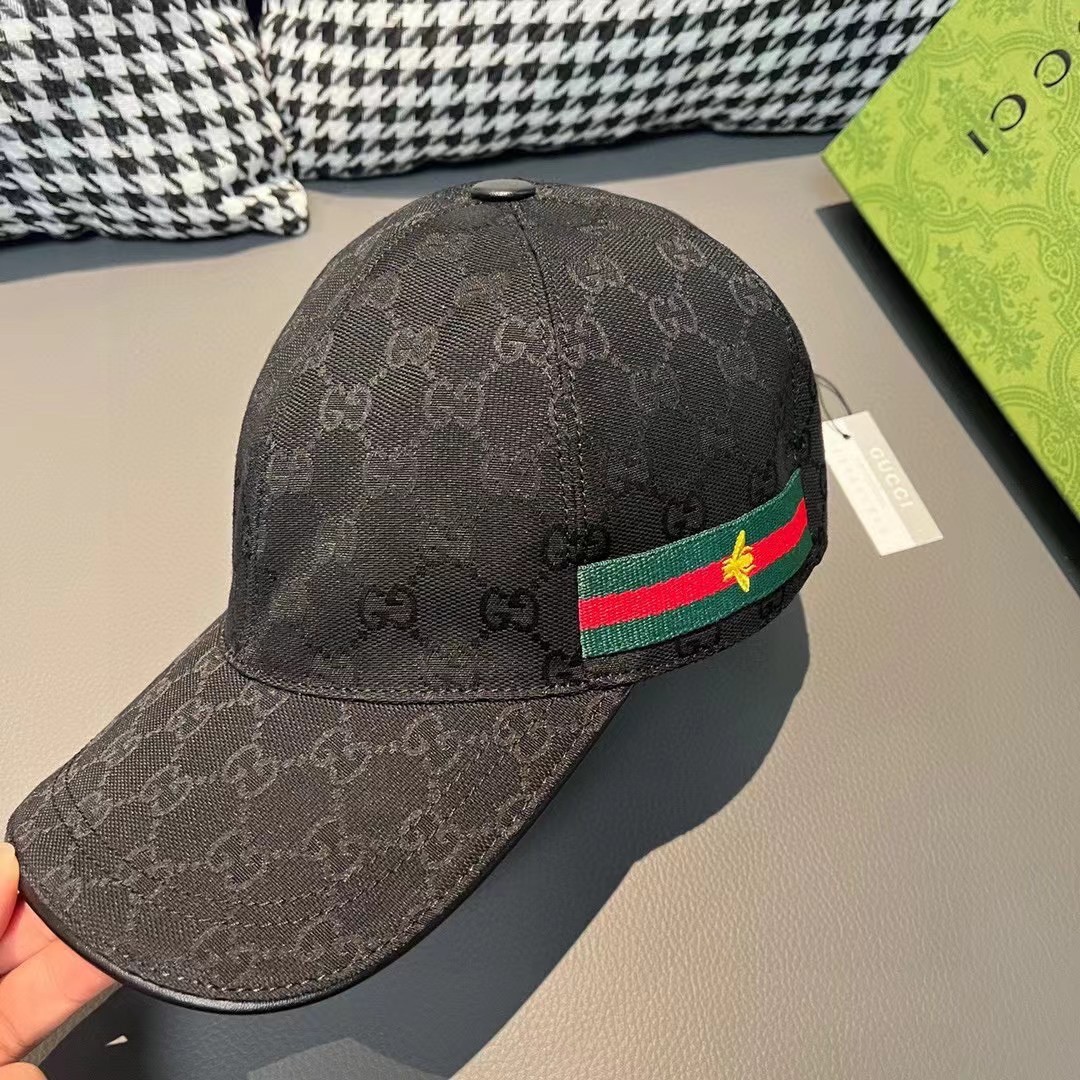 Free Shipping Gucci Black Hat Adjustable Baseball cap Size M