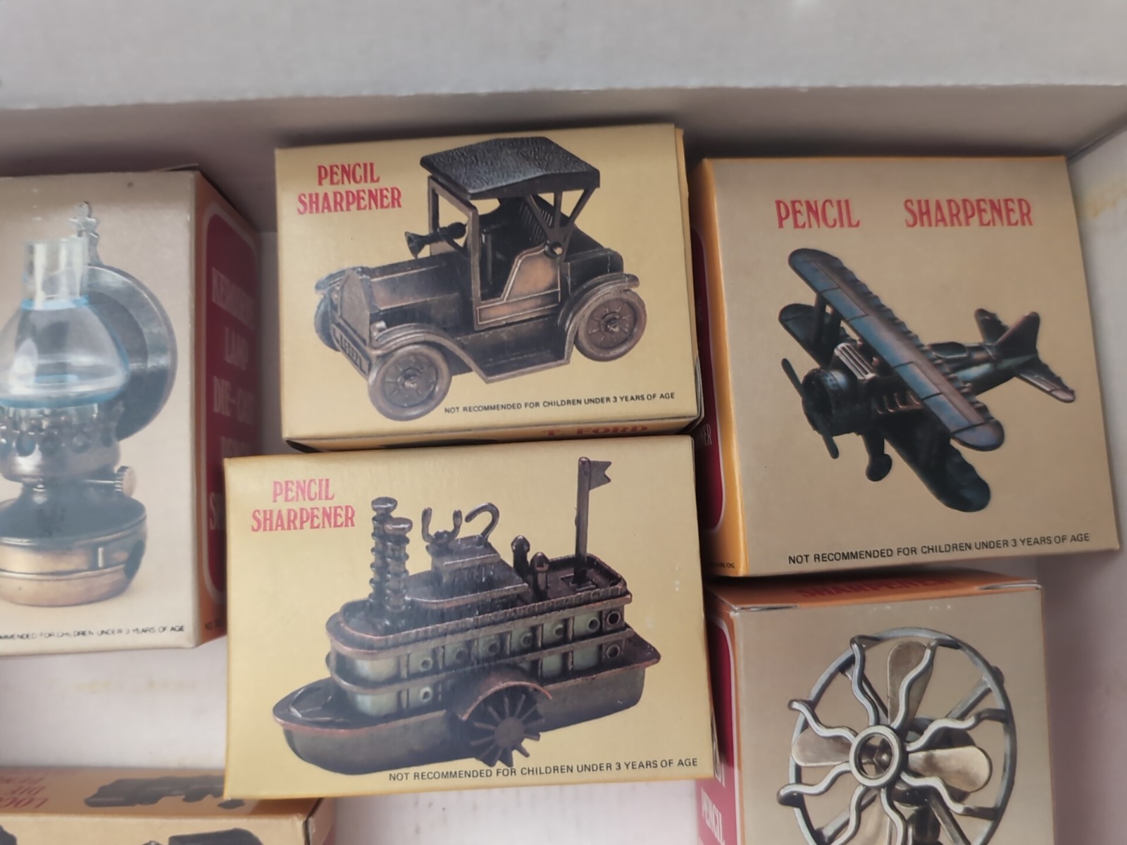 Case Die Cast Pencil Sharpener Collection Antique Miniatures New