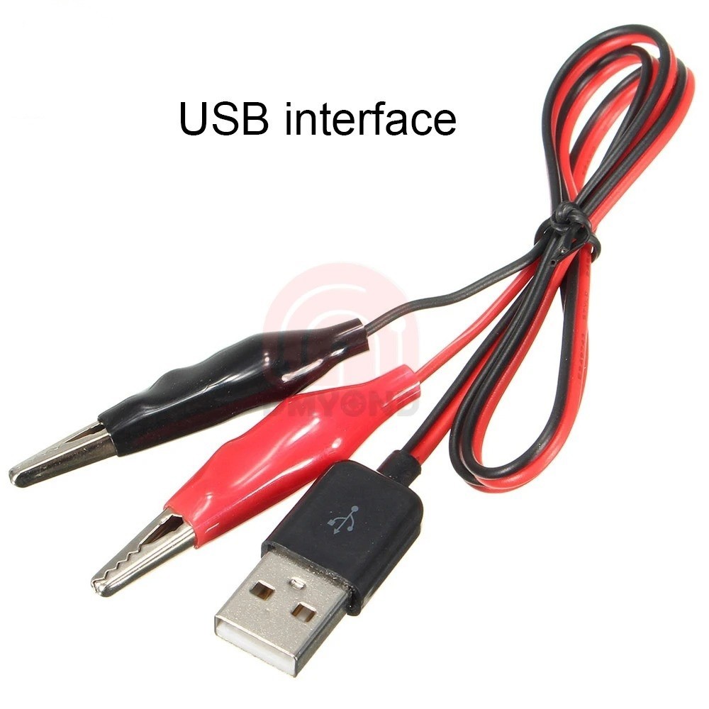 60CM Alligator Test Clips Clamp to USB Male Connector Power Adapter Cable