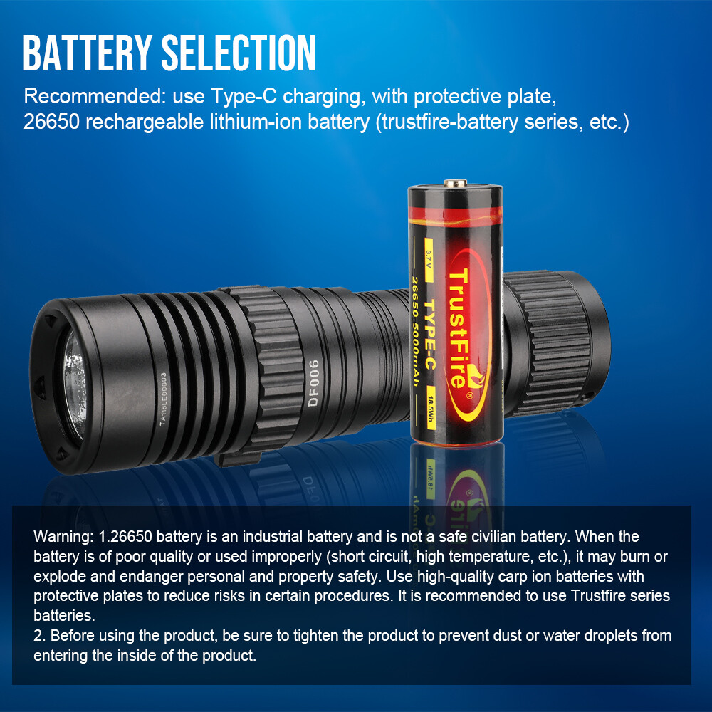 Trustfire 2300LM LED Scuba Light underwater flashlight Diving Light Flashlight W