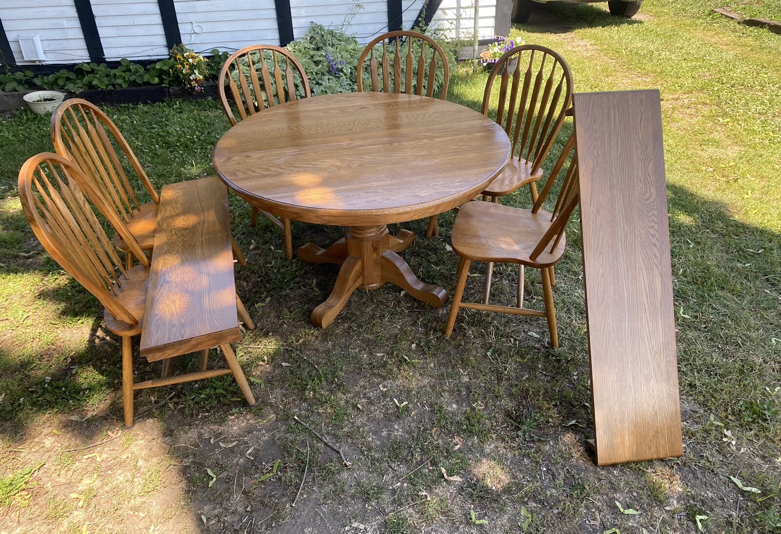 Dining Room Table Set 6 Chairs 2 Leafs