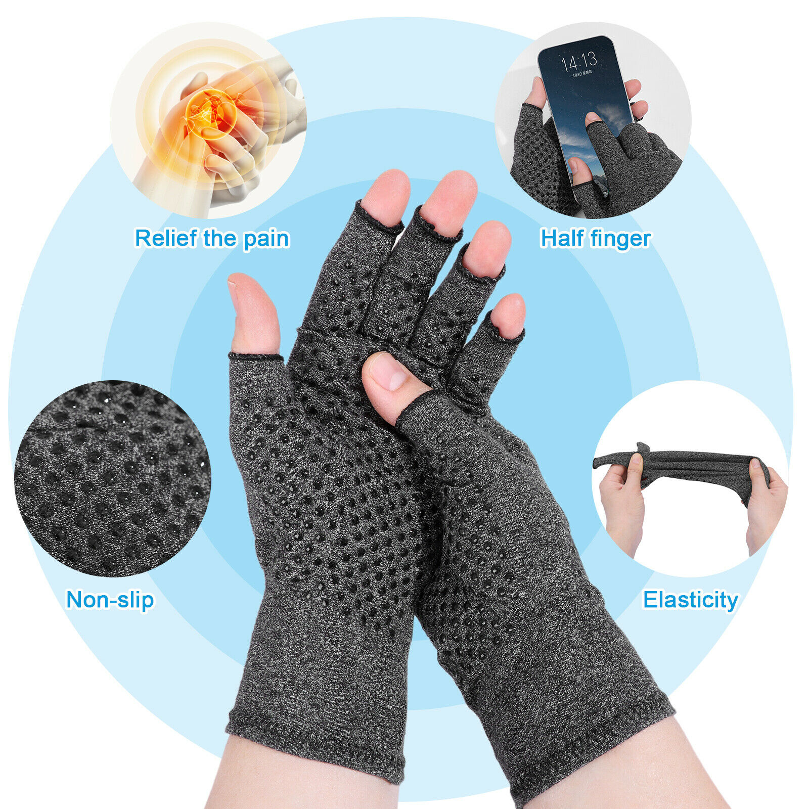 1 PAIR Copper Arthritis Compression Gloves Hand Support Joint Pain Relief USA