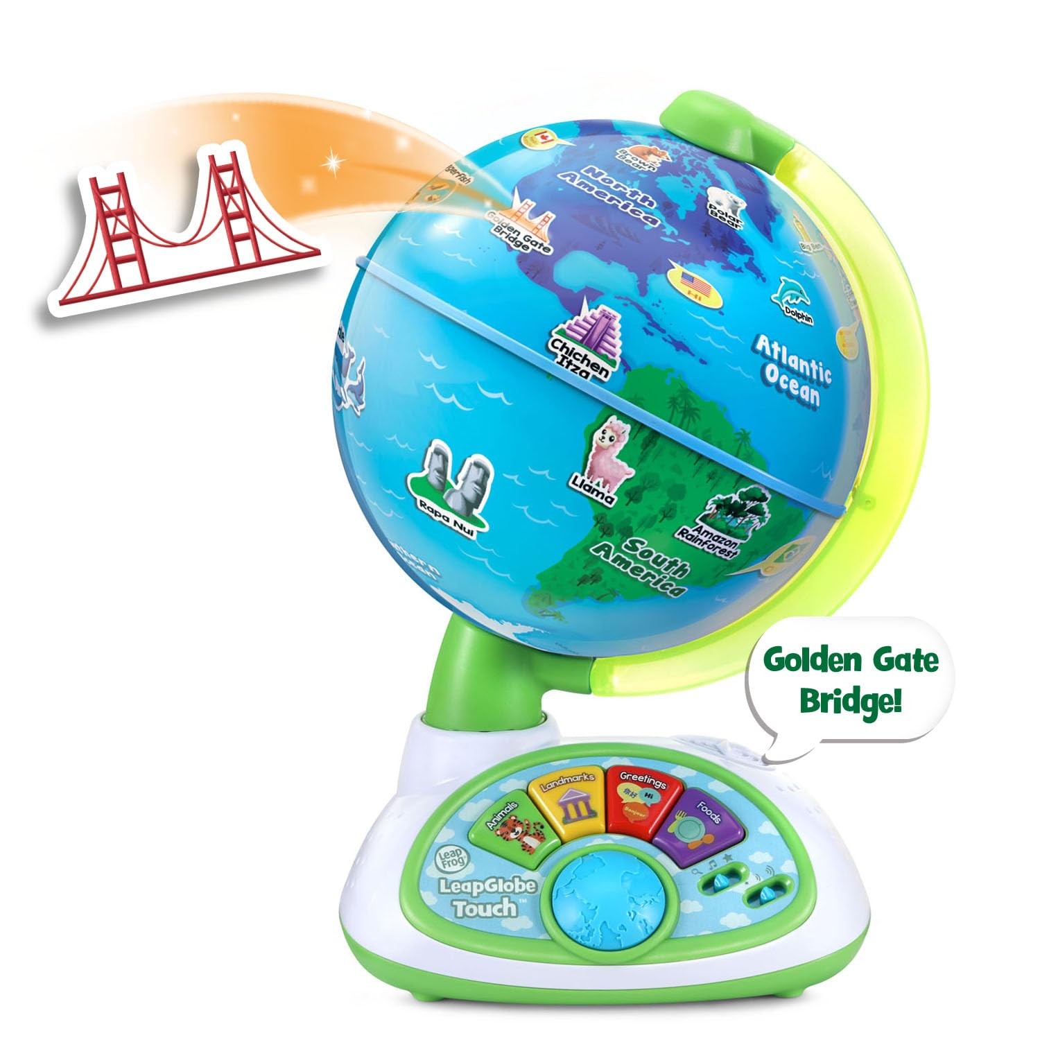 LeapGlobe Light-Up and Touch Interactive Electronic Globe for Kids, Explorati...