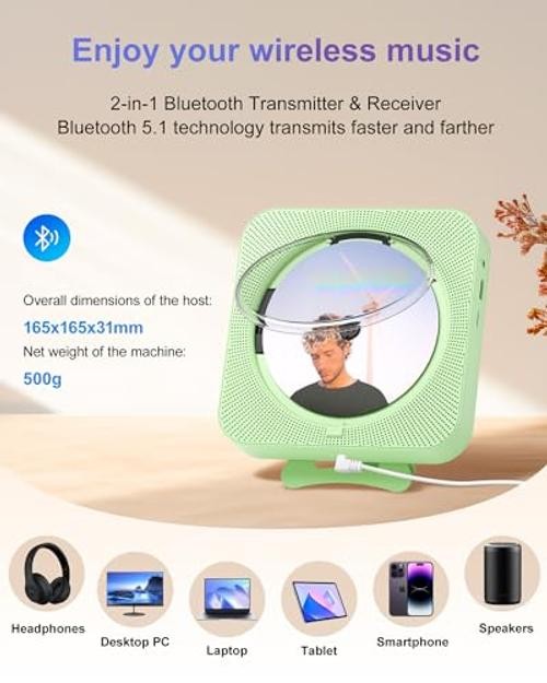 CD Player Portable Bluetooth Desktop CD Player for Home, Mini Cute CD Players