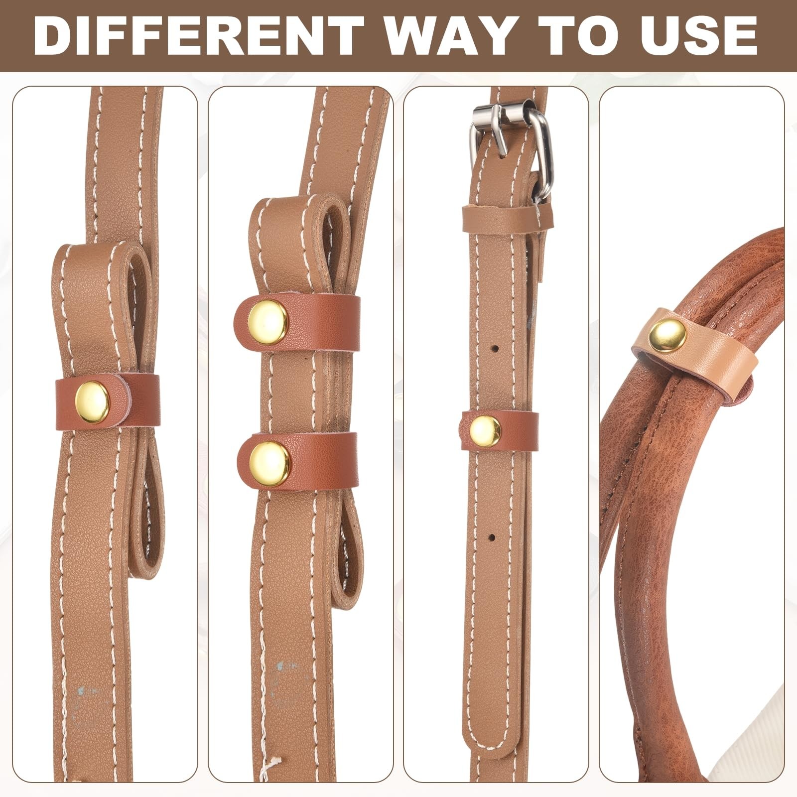2 Pcs Leather Handbag Strap Shortener, 3.9 Inch Top Handle Keeper Strap Keepe...