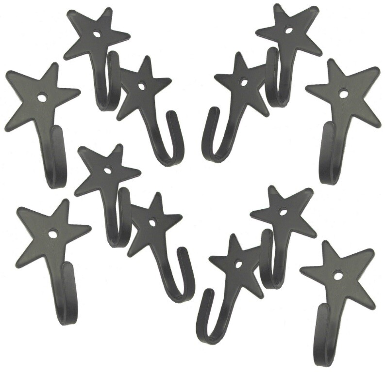 STAR HOOK Solid Wrought Iron Wall Hooks by Piece or Dozen Amish Blacksmith USA