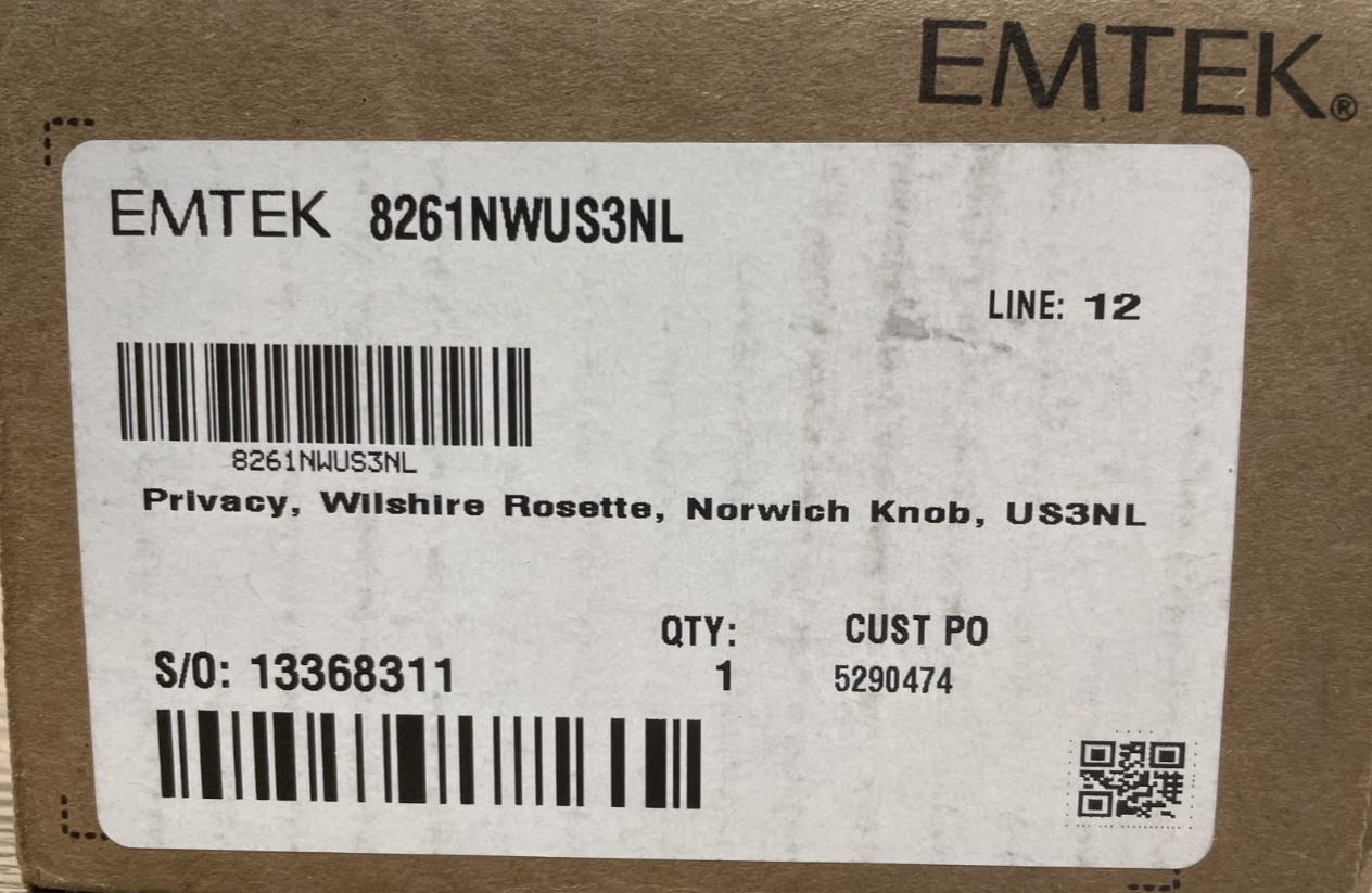 Emtek 8261NWUS3NL Norwich Knob w/ Wilshire Rosette - Unlacquered Brass *READ*