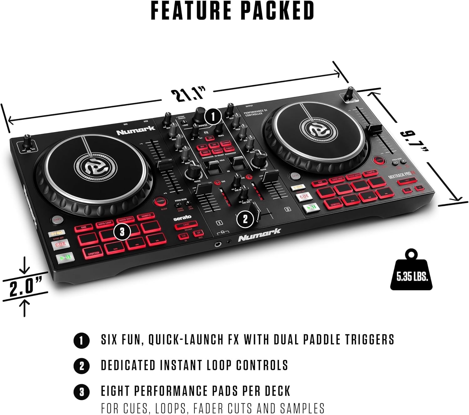 Intuitive Serato DJ Controller with Performance Pads