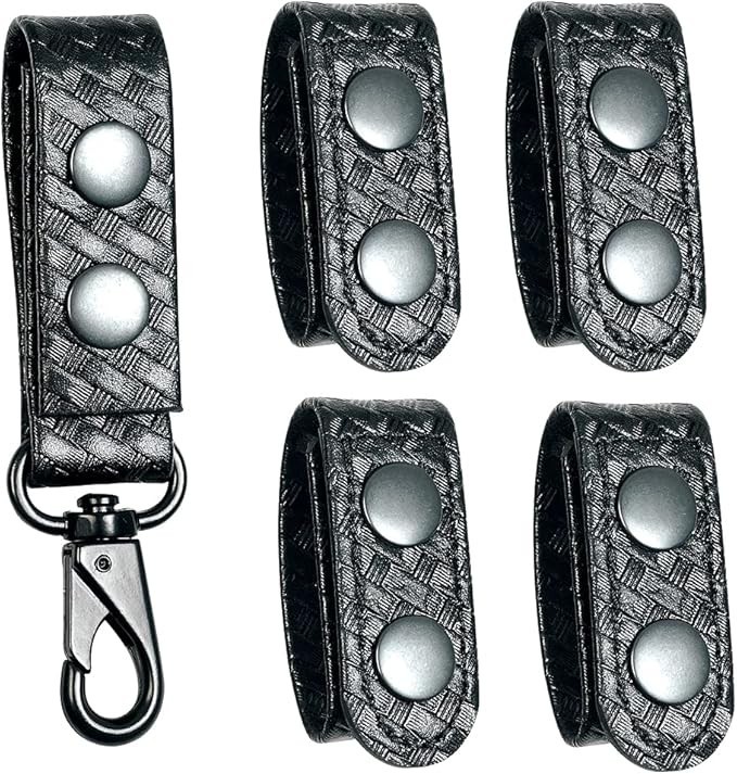 Basketweave Duty Belt Keeper with Double Snaps(Set of 4) +1 Keeper with Strong