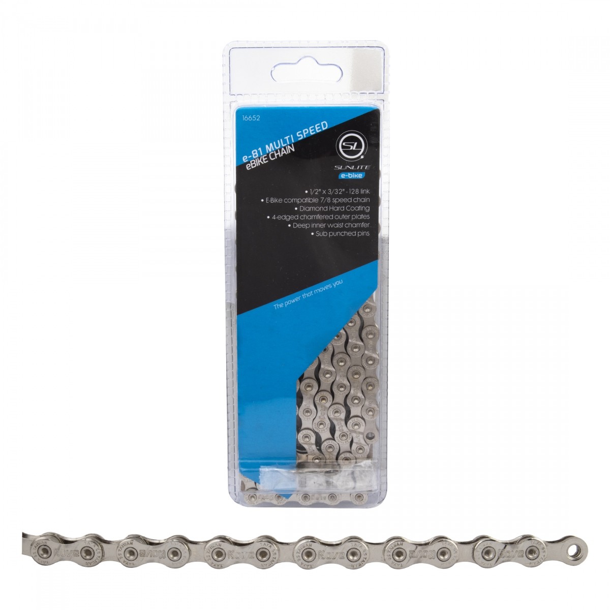 Sunlite e81 7/8-Speed Steel Bike Chain with Diamond Hard Coating for E-Bikes