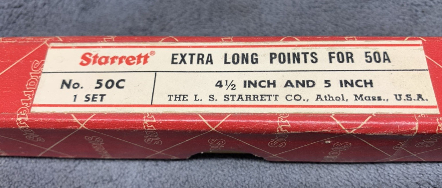 Machinist Tool Starrett Extra Long Points for 50A (NOS) #50C