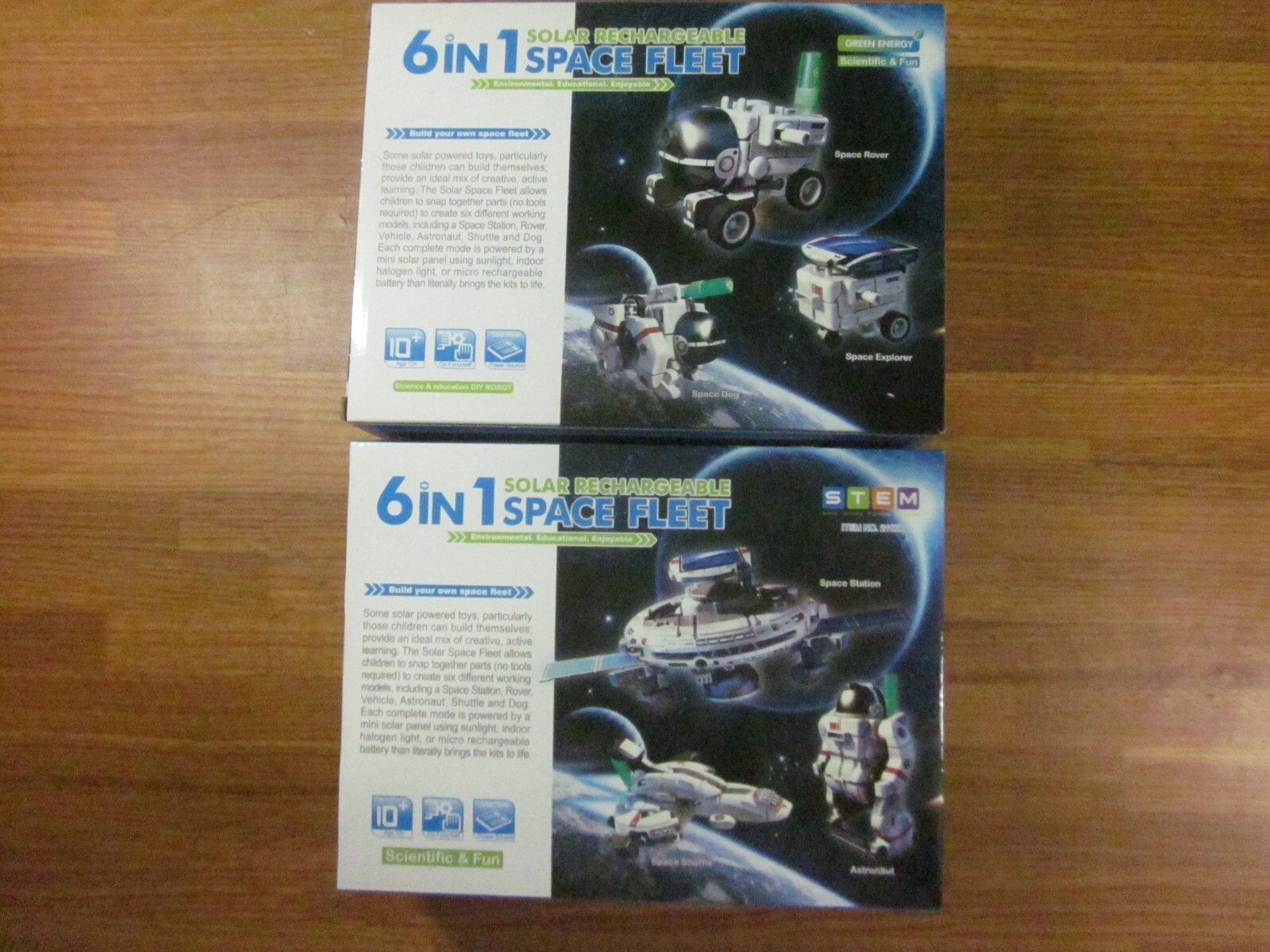 Lot Of 2 STEM 6 in 1 Solar Rechargeable Space Fleet Robots Learning Kit