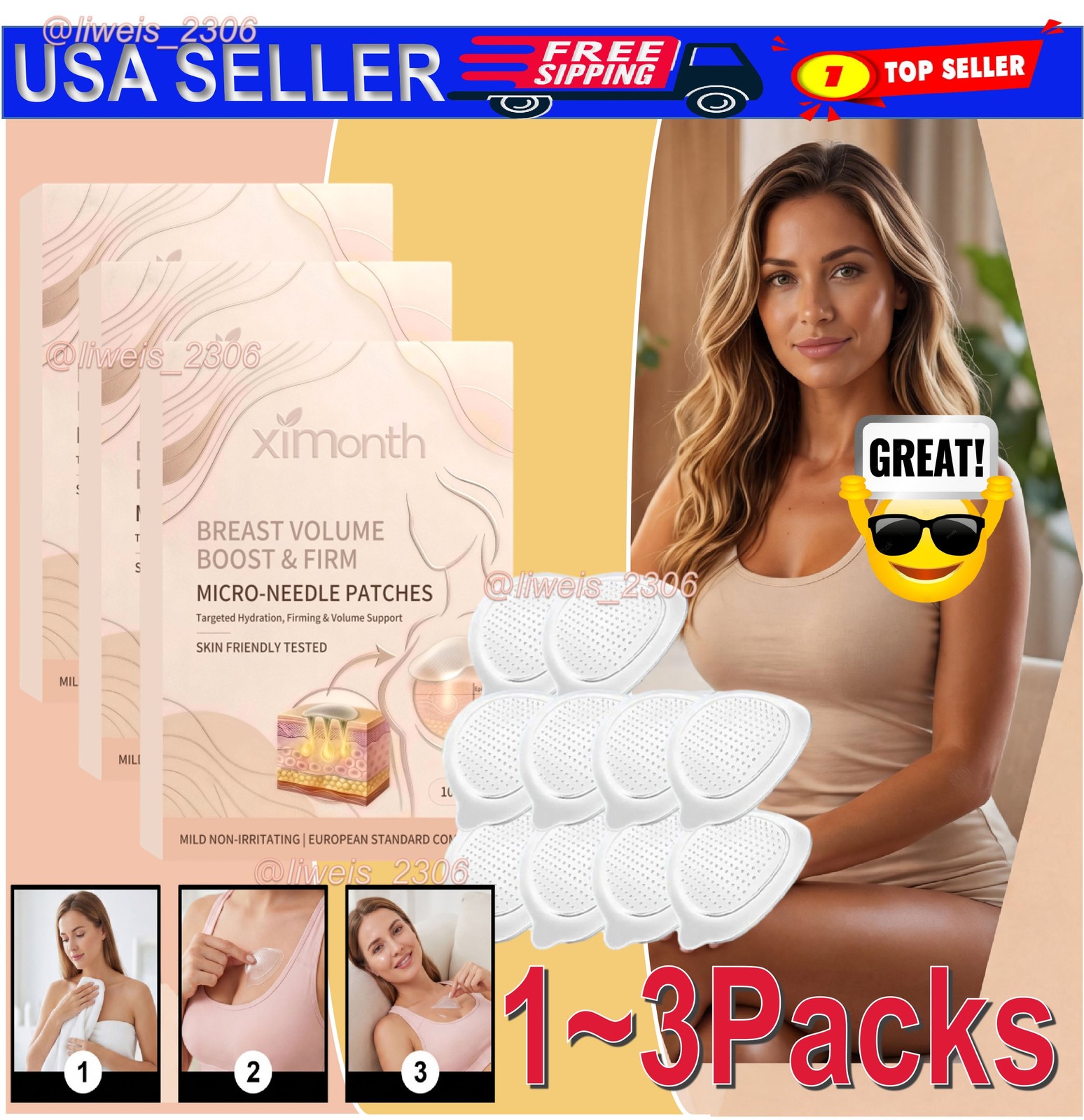 10PCS Breast Enhancement Patch Microneedle Bust Firming Bust Lift Patches